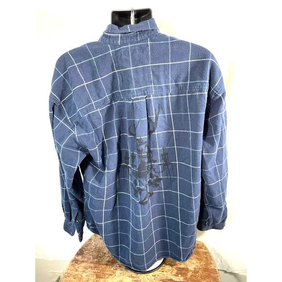 Steve Vintage LA Navy Plaid Button-Up Shirt – XL - Picture 2 of 5